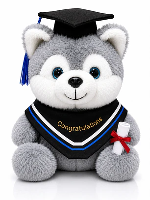 Peluche Husky de Graduación 20 cm – Peluche de Graduado con Diploma para Regalo y Recuerdo Especial