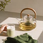 Tetera de Vidrio Borosilicato con Asa de bambú  – 1200ml Diseño Elegante-  - Miniatura 6