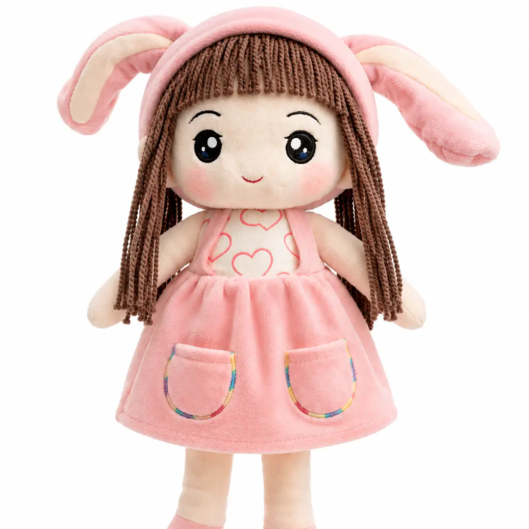 Muñeca de Tela Suave 30 cm – Muñeca Infantil Tierna con Vestido Rosado y Detalles Encantadores 2