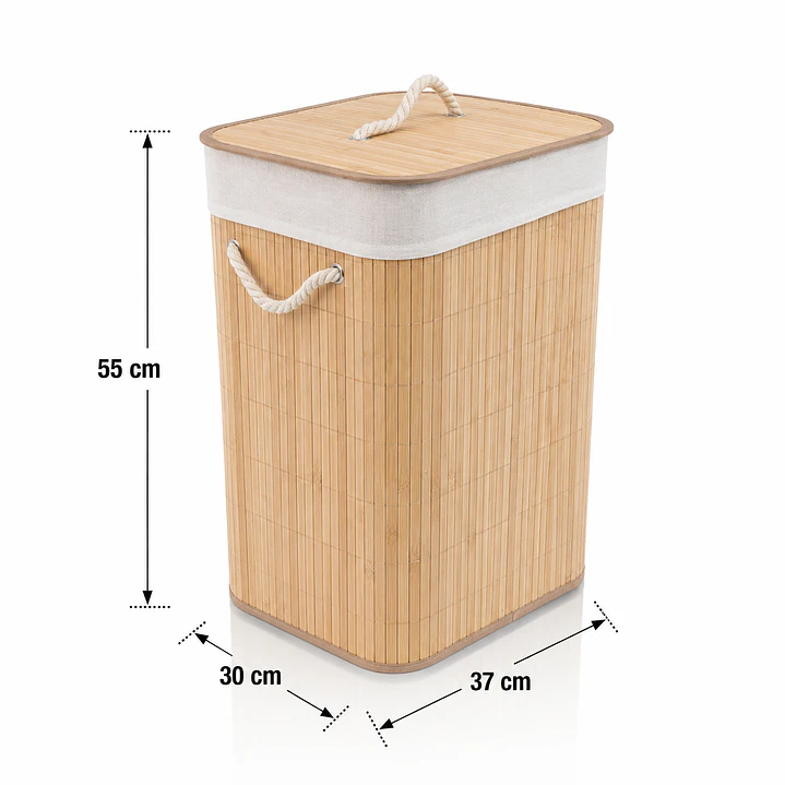 Cesto Organizador de Ropa de Bambú – 50 cm, con Tapa y Asas de Cuerda | Elegante y Resistente 3