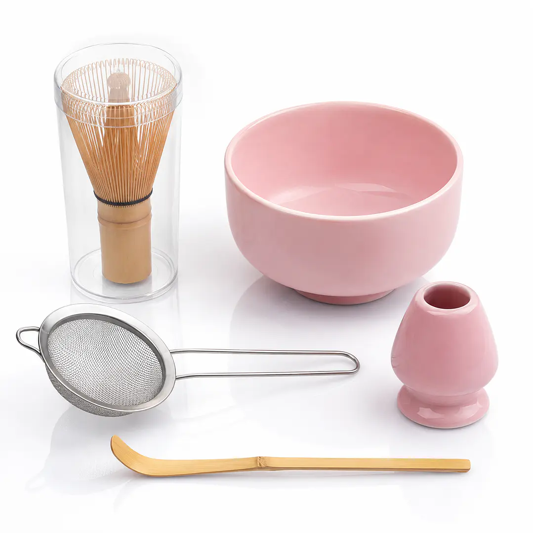 Set Completo para Preparar Té Matcha de Cerámica Rosada 2