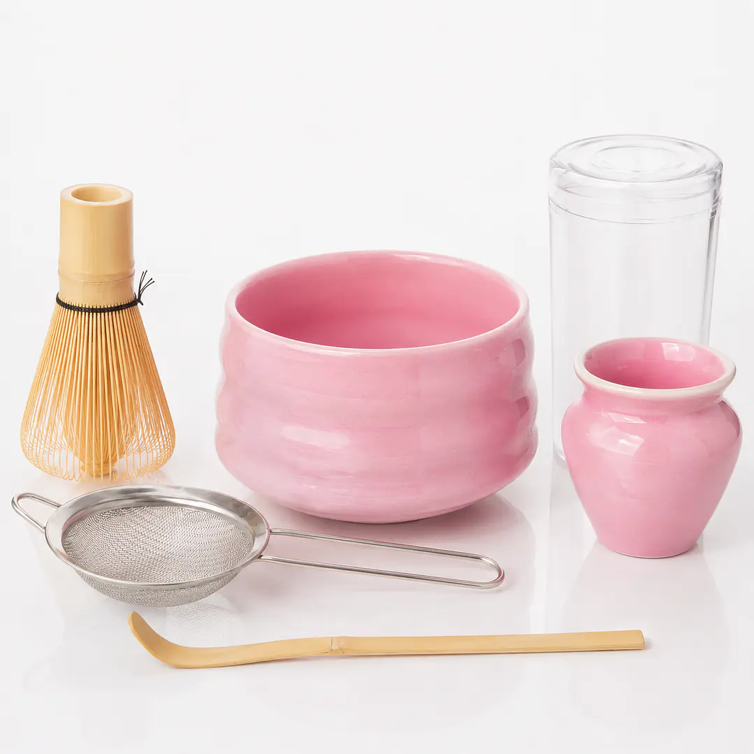 Set Completo para Preparar Té Matcha de Cerámica Rosada 3