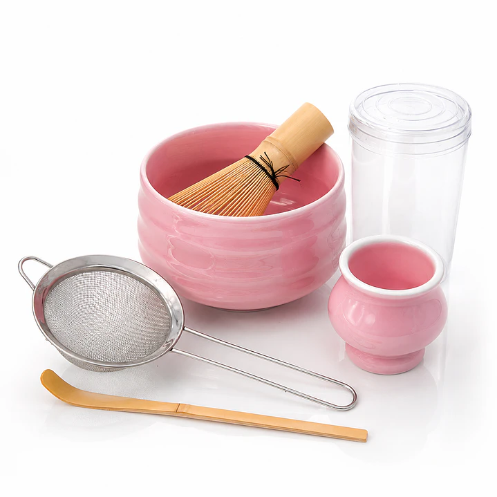 Set Completo para Preparar Té Matcha de Cerámica Rosada 4