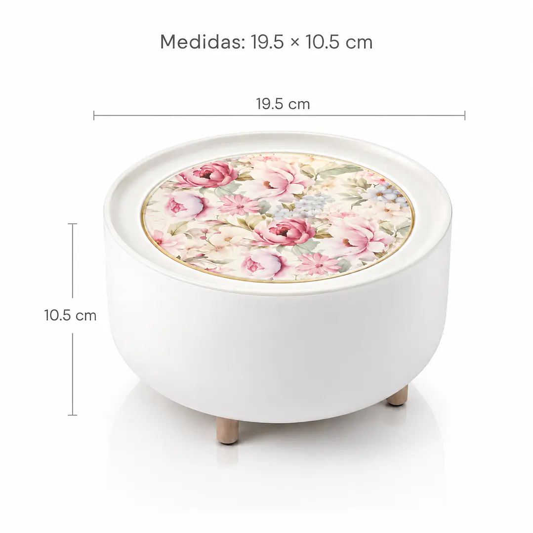 Cesto de Mesa Blanco con Tapa Floral Decorativa 3