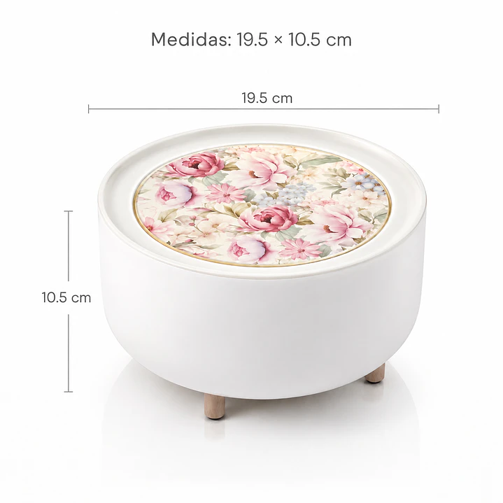 Cesto de Mesa Blanco con Tapa Floral Decorativa 3