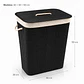 Cesto Organizador de Ropa de Bambú Negro– 50 cm, con Tapa y Asas de Cuerda | Elegante y Resistente - Miniatura 2
