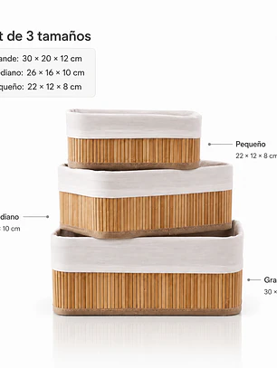 Set de Cajas Organizadoras de Bambú  – Organizador de Ropa Interior y Accesorios (3 Tamaños)