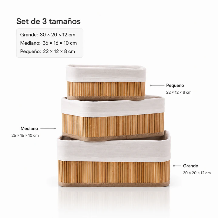 Set de Cajas Organizadoras de Bambú  – Organizador de Ropa Interior y Accesorios (3 Tamaños) 2