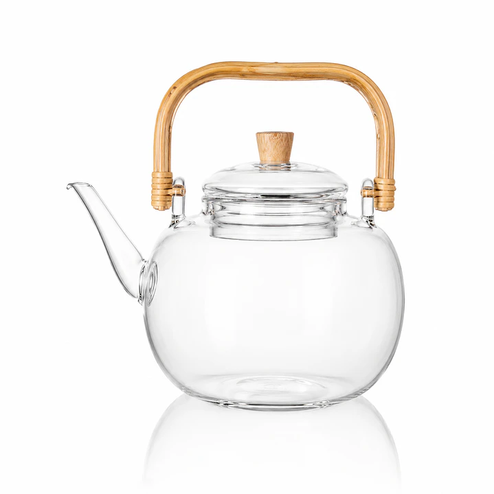 Tetera de Vidrio Borosilicato con Asa de bambú  – 1000ml Diseño Elegante-  4