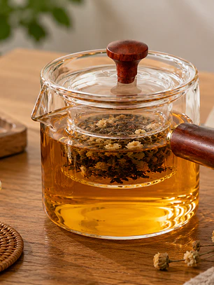 Tetera Infusora de Vidrio con Mango de Madera - 500ML 