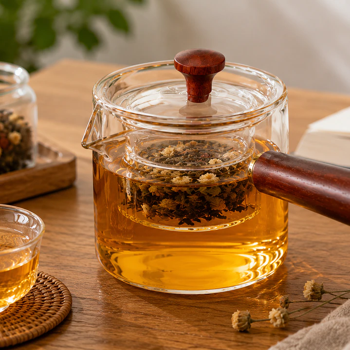 Tetera Infusora de Vidrio con Mango de Madera - 500ML  1