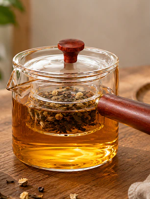 Tetera Infusora de Vidrio con Mango de Madera - 500ML 