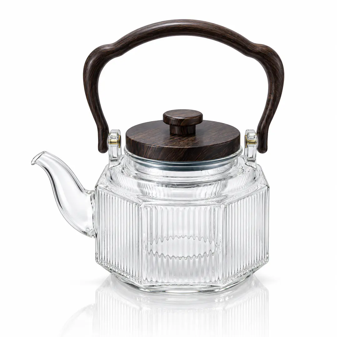 Tetera Infusora de Vidrio con Mango de Madera - 1000ML 3