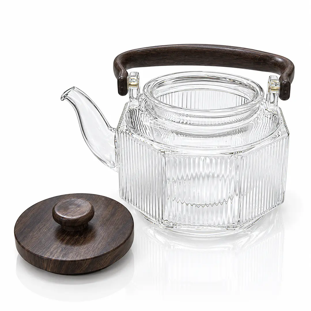 Tetera Infusora de Vidrio con Mango de Madera - 1000ML 6