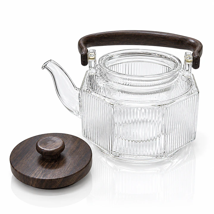 Tetera Infusora de Vidrio con Mango de Madera - 1000ML 6