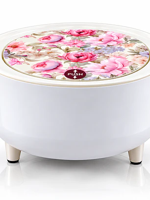 Cesto de Mesa Blanco con Tapa Floral Decorativa