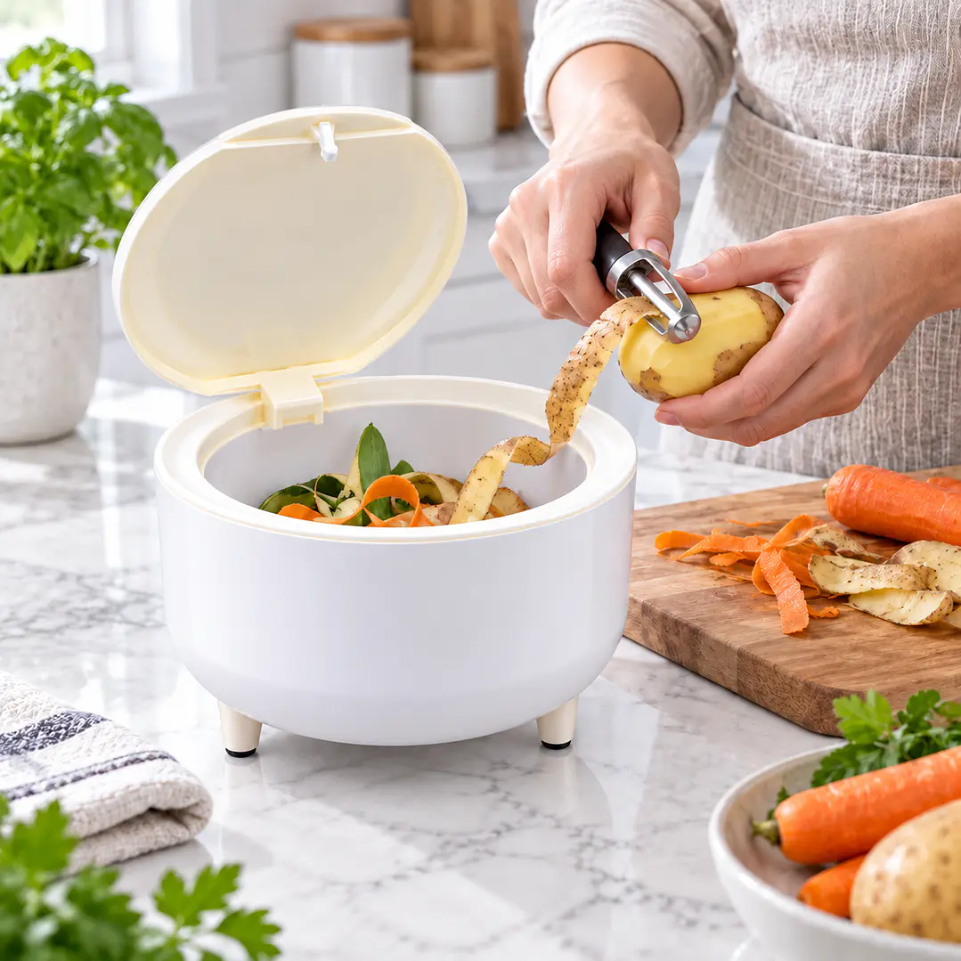 Cesto de Mesa Blanco con Tapa Floral Decorativa 2