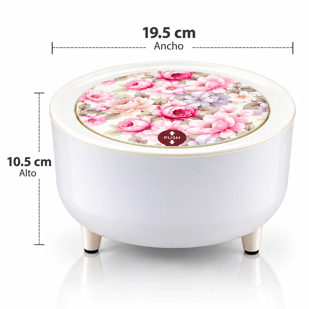 Cesto de Mesa Blanco con Tapa Floral Decorativa 4