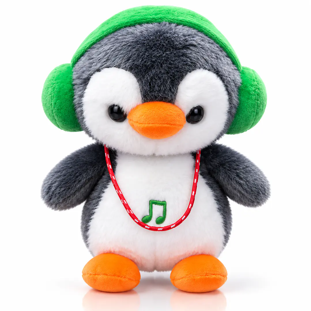 Peluche Pingüino con Audífonos 23 cm – Tierno  1