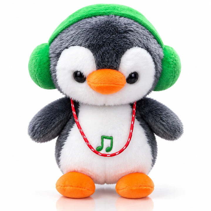 Peluche Pingüino con Audífonos 23 cm – Tierno  1