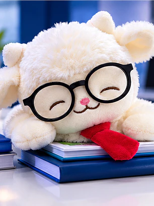 Peluche Ovejita con Lentes y Corbata Roja de 22 cm – Suave y Adorable