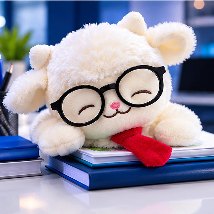 Peluche Ovejita con Lentes y Corbata Roja de 22 cm – Suave y Adorable 2
