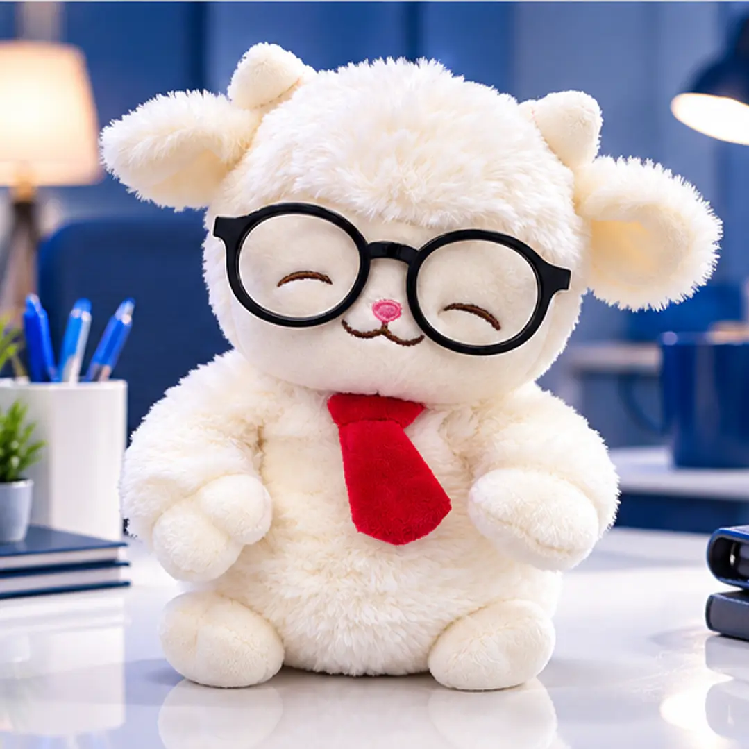 Peluche Ovejita con Lentes y Corbata Roja de 22 cm – Suave y Adorable 3