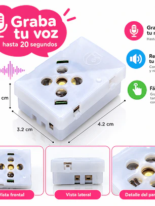 Grabadora de Voz para Peluches de 20 Segundos – Módulo de Audio para Regalos Personalizados