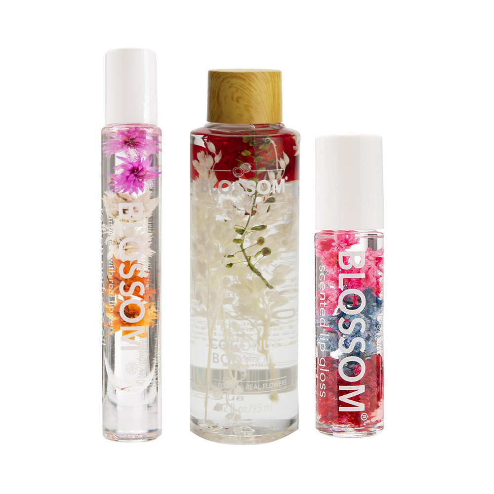 Roll on perfume + Body Oil + Lip Gloss Blossom