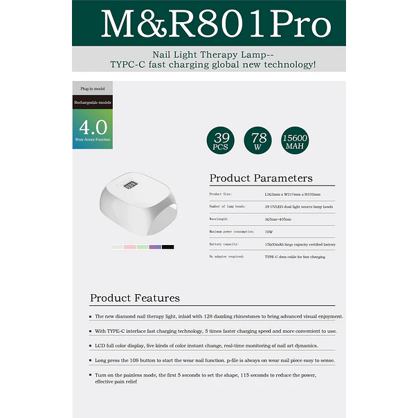 M&R 801 PRO LED/UV LAMP BLACK 2