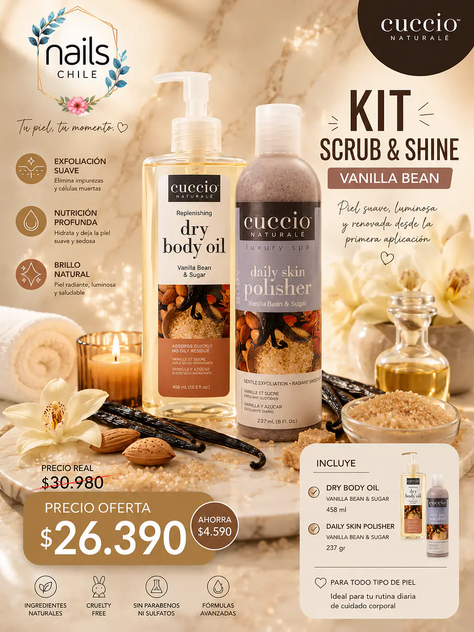 Kit Scrub & Shine Vanilla Bean & Sugar 1