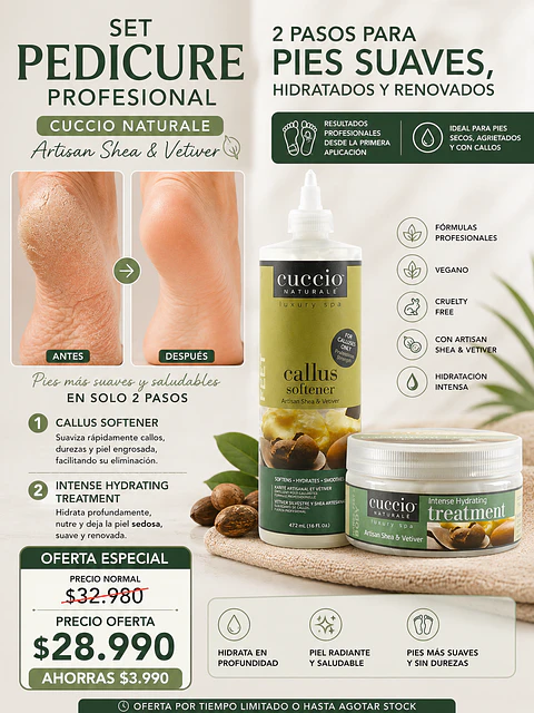 Set Pedicure Intensivo Cuccio – Artisan Shea & Vetiver 