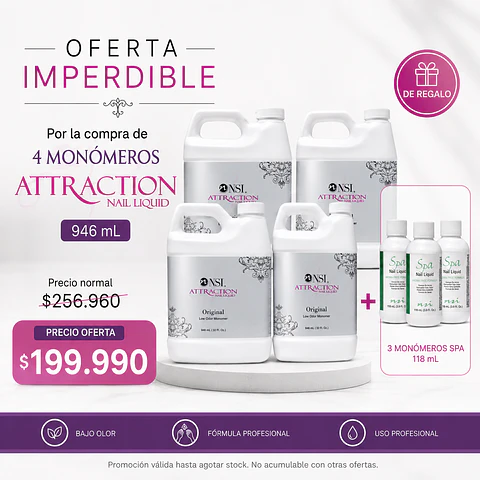 4 Monómero Attraction 946 ml + 3 Spa de Regalo