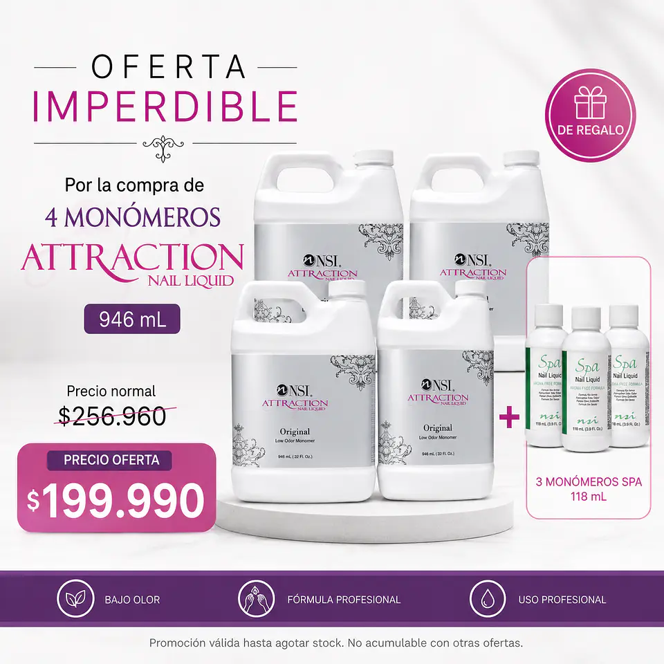 4 Monómero Attraction 946 ml + 3 Spa de Regalo 1