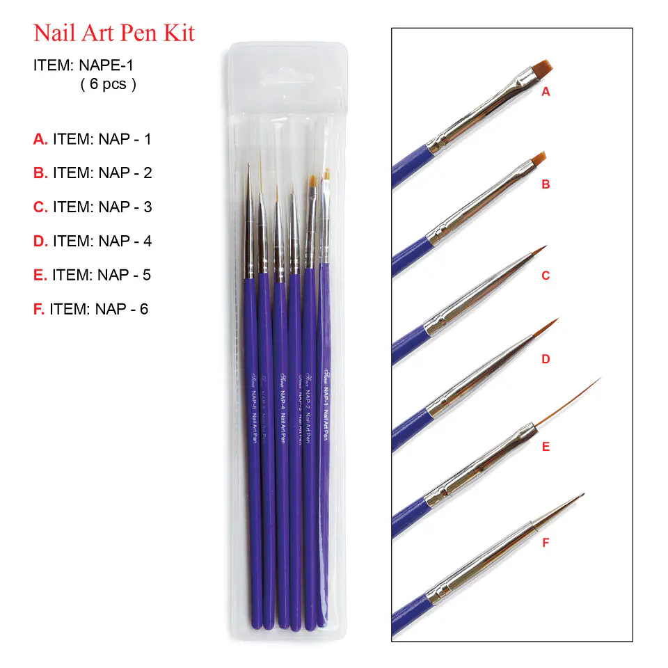 Set 6 Pinceles Nail Art 1