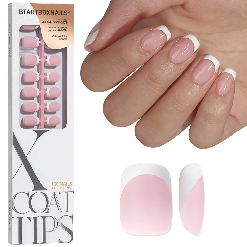 XCOATTIPS® French – Extra Short Squoval White Tips 1