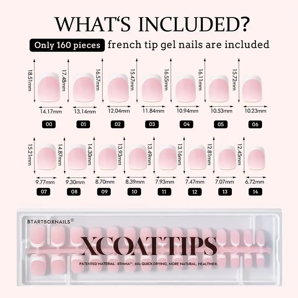 XCOATTIPS® French – Extra Short Squoval White Tips 4