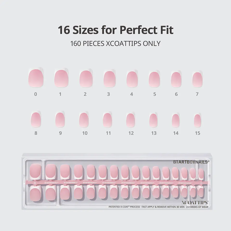 XCOATTIPS® French - Short Square Pink w/ White French Tips 4