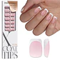 XCOATTIPS® French - Short Square Pink w/ White French Tips - Miniatura 1
