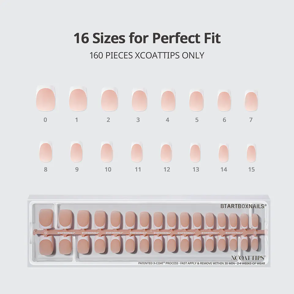 XCOATTIPS® French - Short Square White Tips Base Nude  4