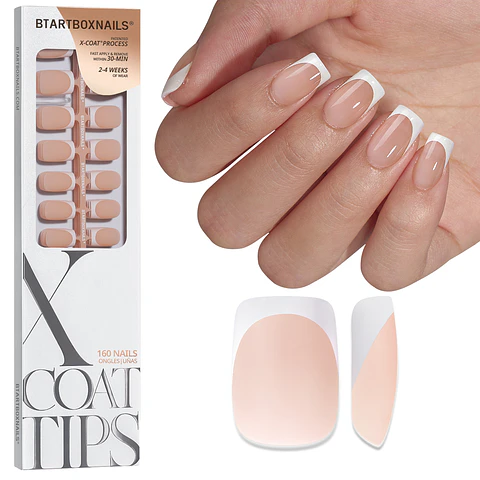 XCOATTIPS® French - Short Square White Tips Base Nude 