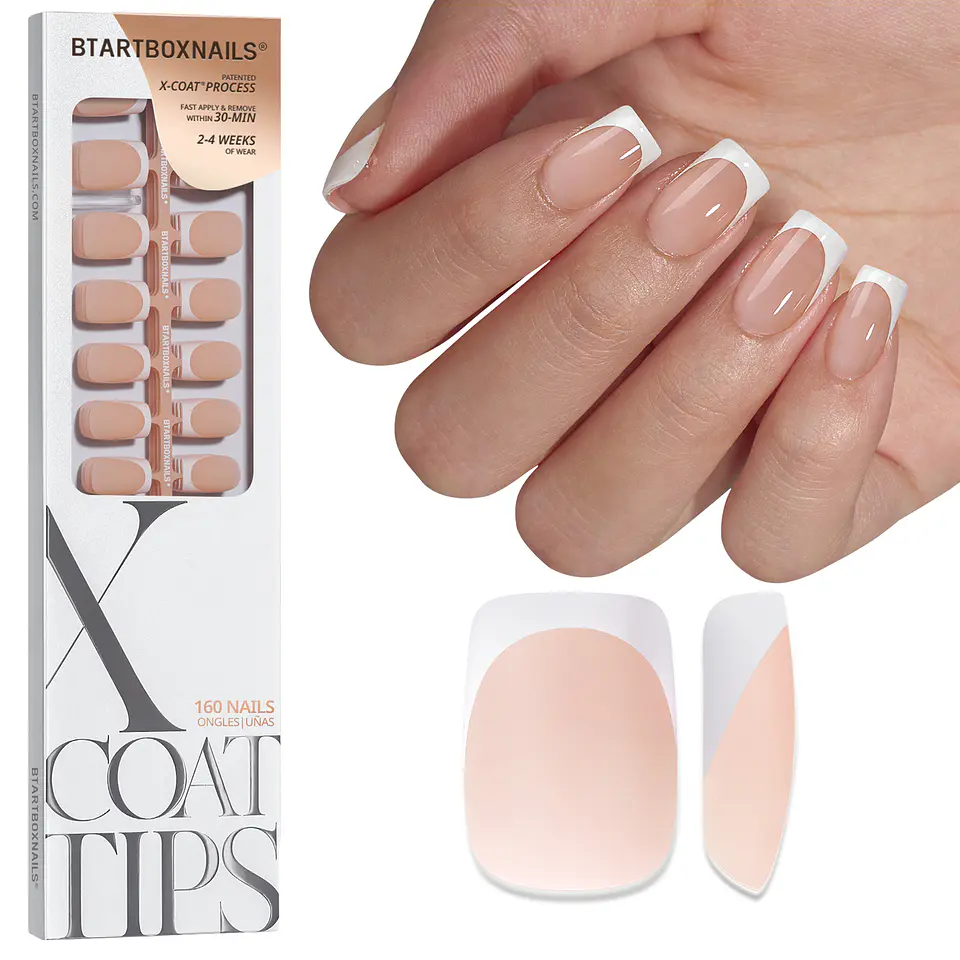 XCOATTIPS® French - Short Square White Tips Base Nude  1