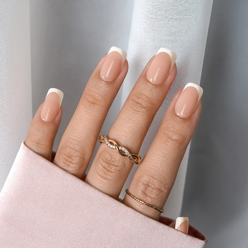 XCOATTIPS® French - Short Square White Tips Base Nude  3
