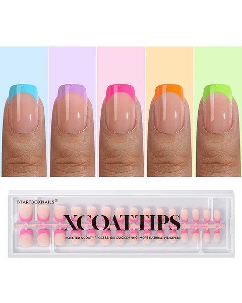 XCOATTIPS® French – Extra Short Square Brighter Pastel Tips