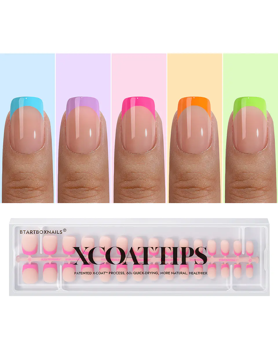 XCOATTIPS® French – Extra Short Square Brighter Pastel Tips 1