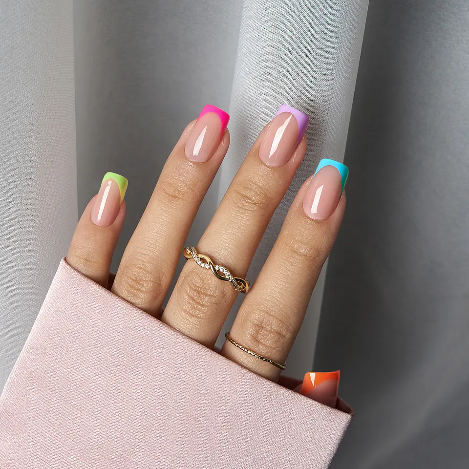 XCOATTIPS® French – Short Square Brighter Pastel Tips  2