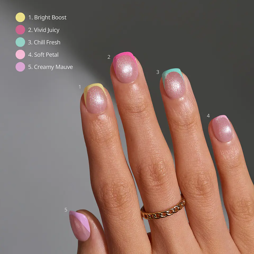 XCOATTIPS® French Brighter Pastel - Cat-Eye Base Ultra Short Squoval 2
