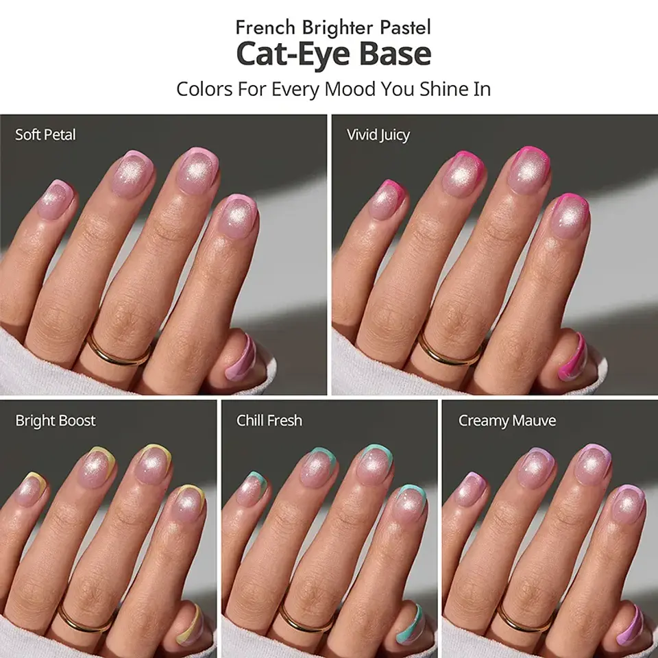 XCOATTIPS® French Brighter Pastel - Cat-Eye Base Ultra Short Squoval 3