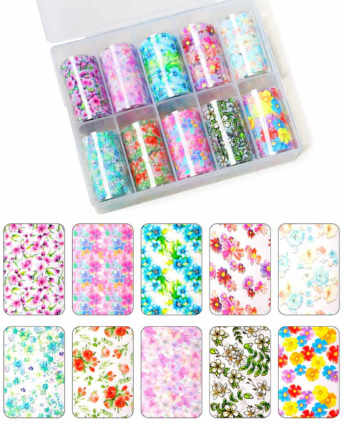 NAIL TRANSFER FOIL SET FLORES I