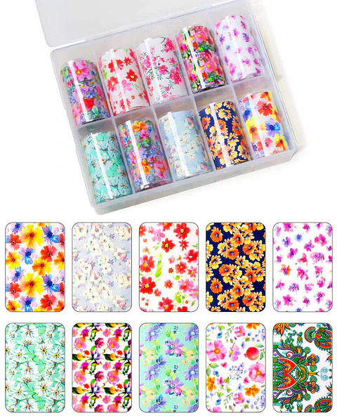 NAIL TRANSFER FOIL SET FLORES II